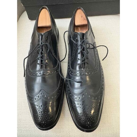 Allen Edmonds McAllister Dress Shoes 9 B Black Lace Wingtip EUC YGI C1S-11 main image 7